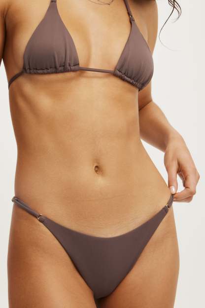 Micro String Thong Bikini Bottom, CLAY TAUPE MATTE - example image 2