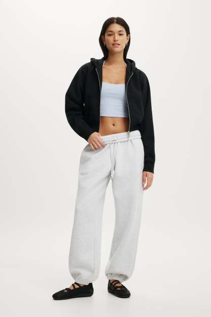Plush Relaxed Zip Through Hoodie, BLACK - example image 1