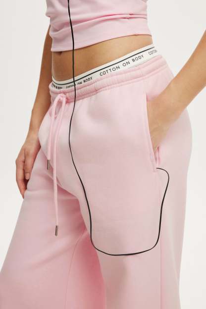 Plush Tie Waist Wide Leg Sweatpant, CHERRY DREAM - example image 2