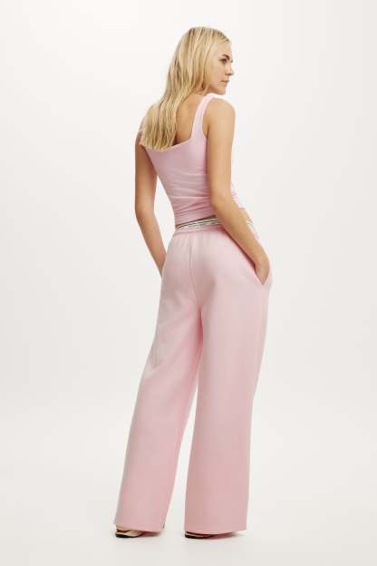 Plush Tie Waist Wide Leg Sweatpant, CHERRY DREAM - example image 3