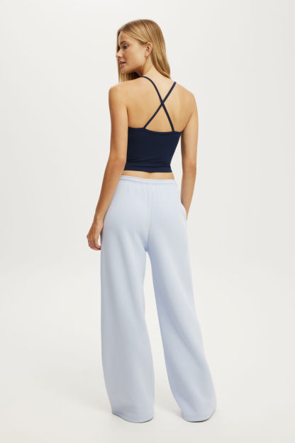 Plush Tie Waist Wide Leg Sweatpant, VIOLET BLUE - example image 3