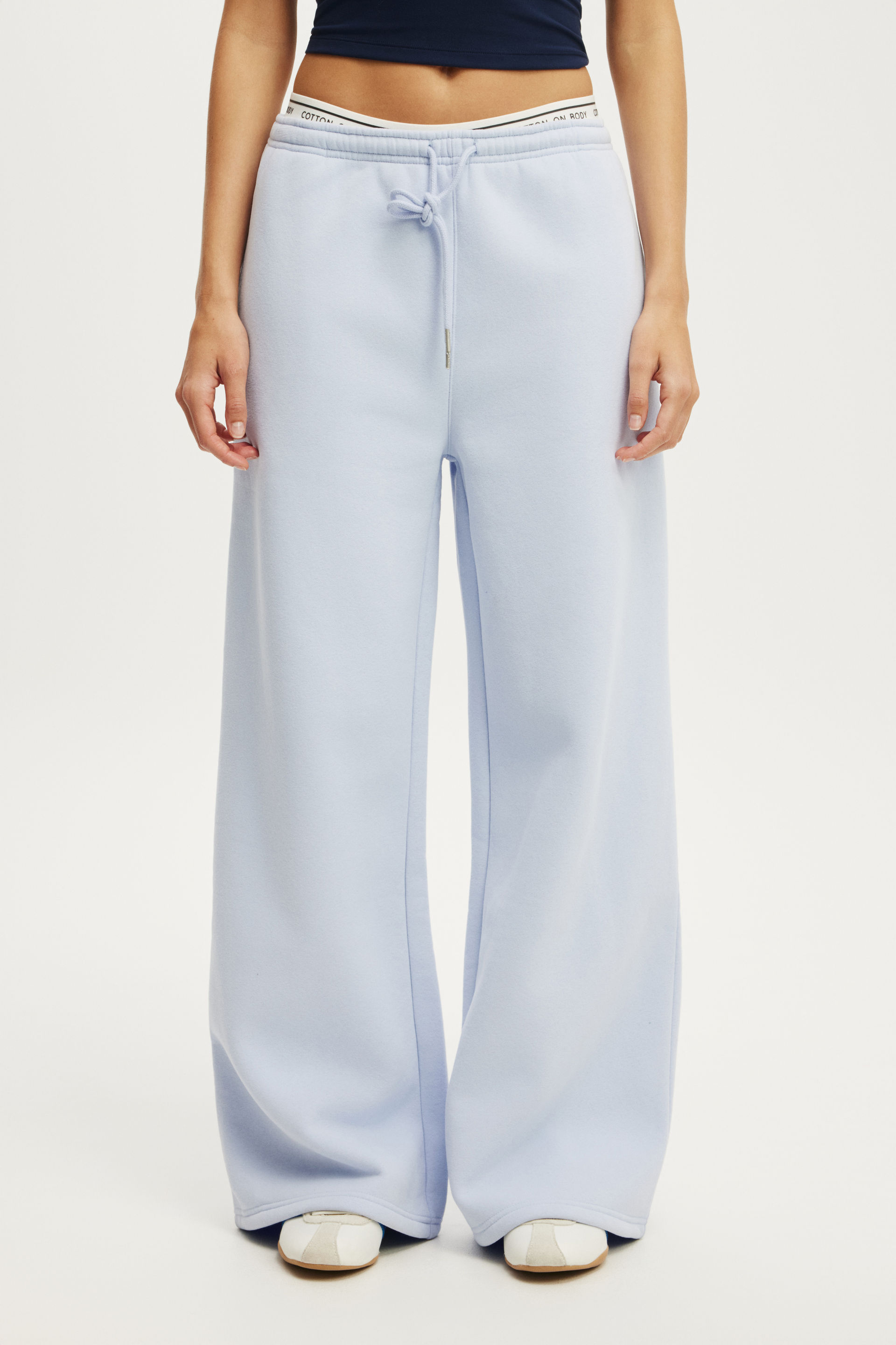 Plush Tie Waist Wide Leg Sweatpant, VIOLET BLUE - example image 4