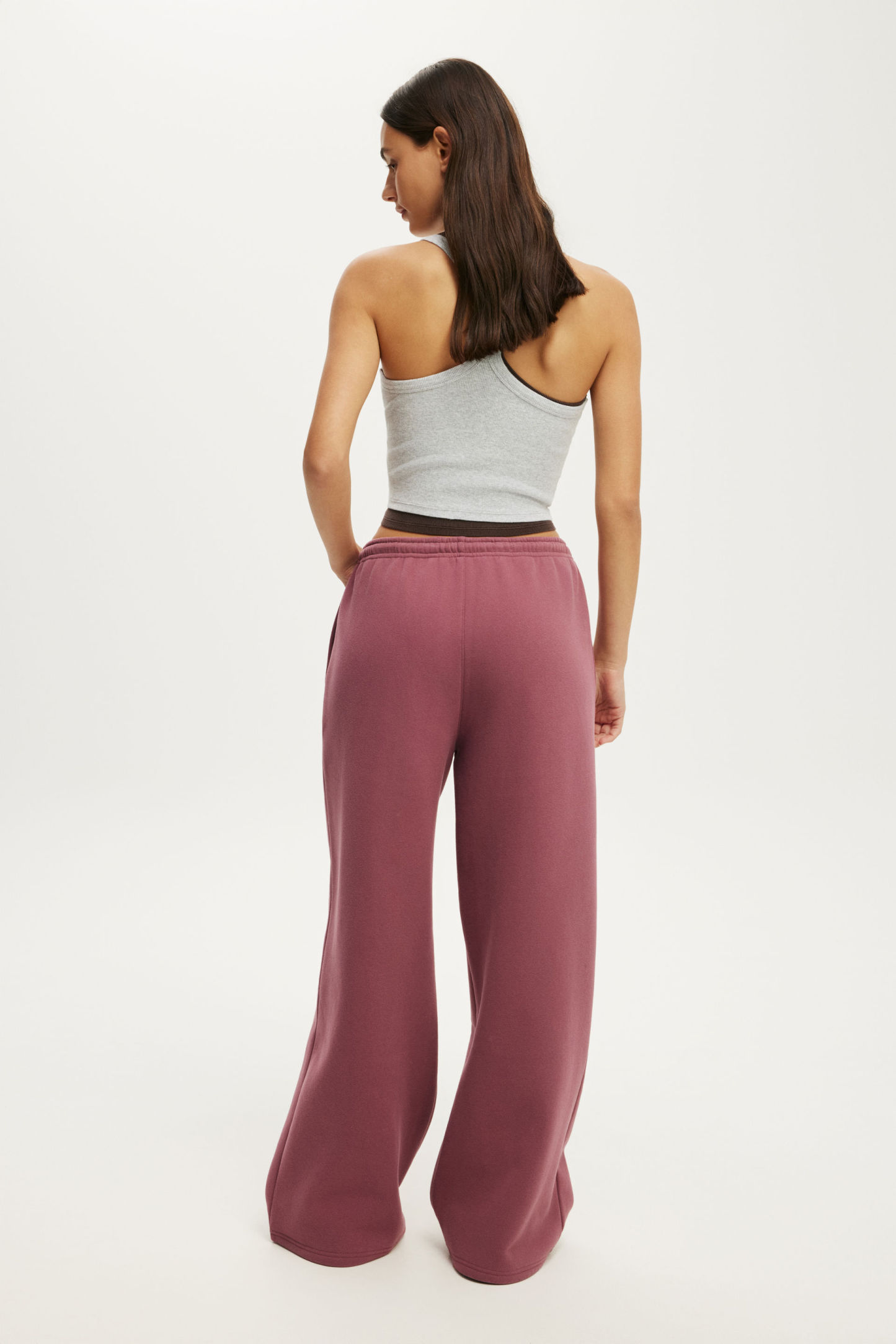 Plush Tie Waist Wide Leg Sweatpant, DUSTY ROSE - example image 3