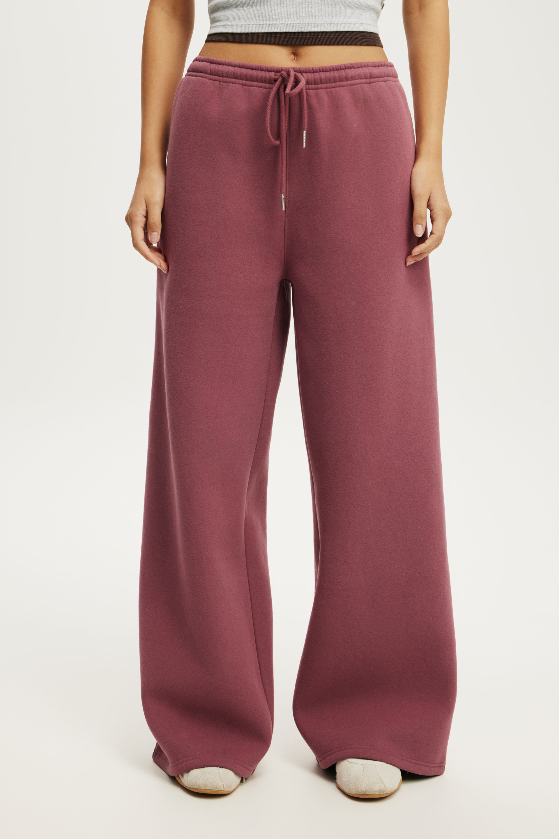 Plush Tie Waist Wide Leg Sweatpant, DUSTY ROSE - example image 4