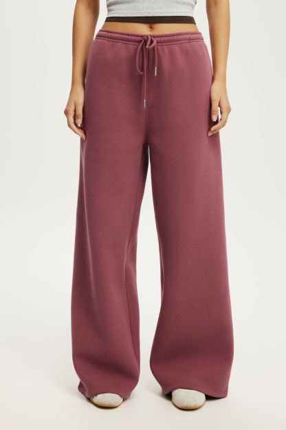Plush Tie Waist Wide Leg Sweatpant, DUSTY ROSE - example image 4