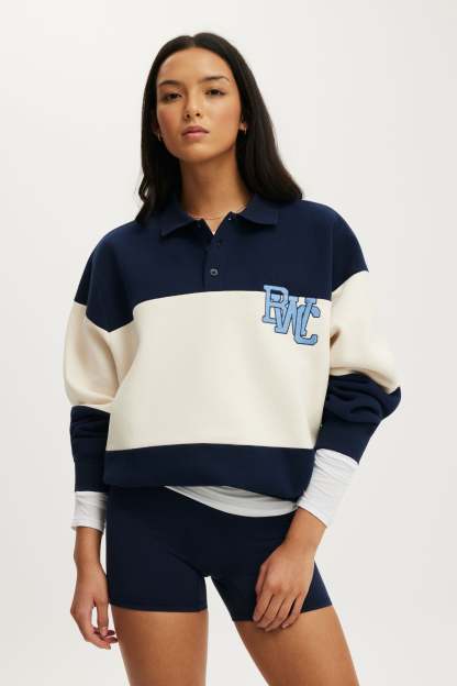 Plush Graphic Rugby Sweatshirt, PREP SPORT NAVY/BWC - example image 1