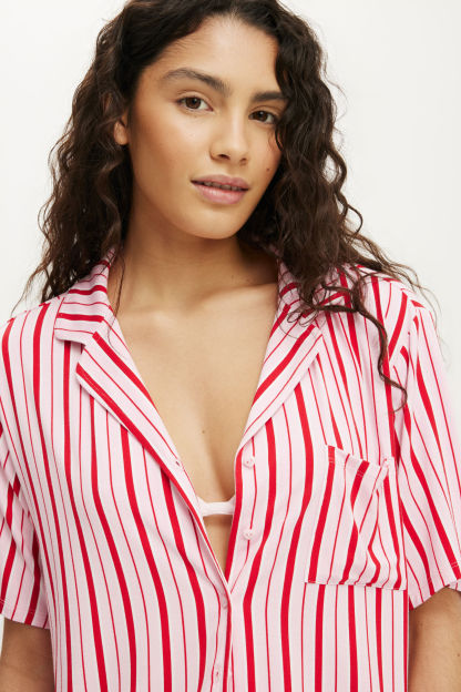 Slinky Soft Short Sleeve Set, CLARA STRIPE ROSY HAZE PINK/CHEEKY CHERRY - example image 2
