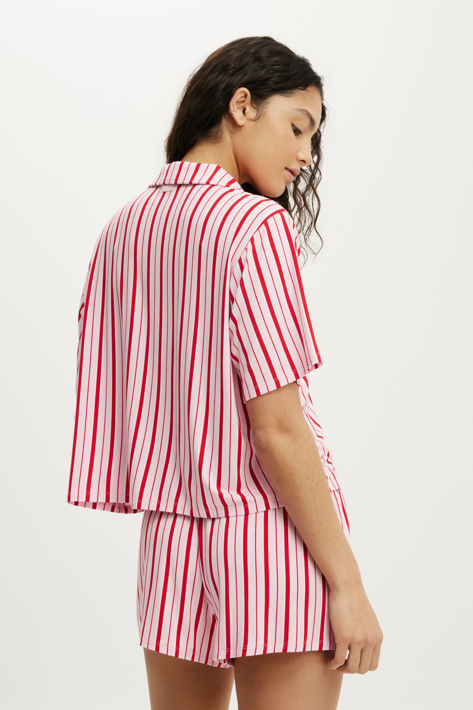 Slinky Soft Short Sleeve Set, CLARA STRIPE ROSY HAZE PINK/CHEEKY CHERRY - example image 3