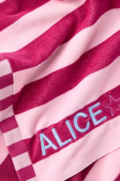 Capri Cotton Beach Towel Personalisation, CLASSIC STRIPE CHERRY DREAM CACTUS FLOWER - example image 1