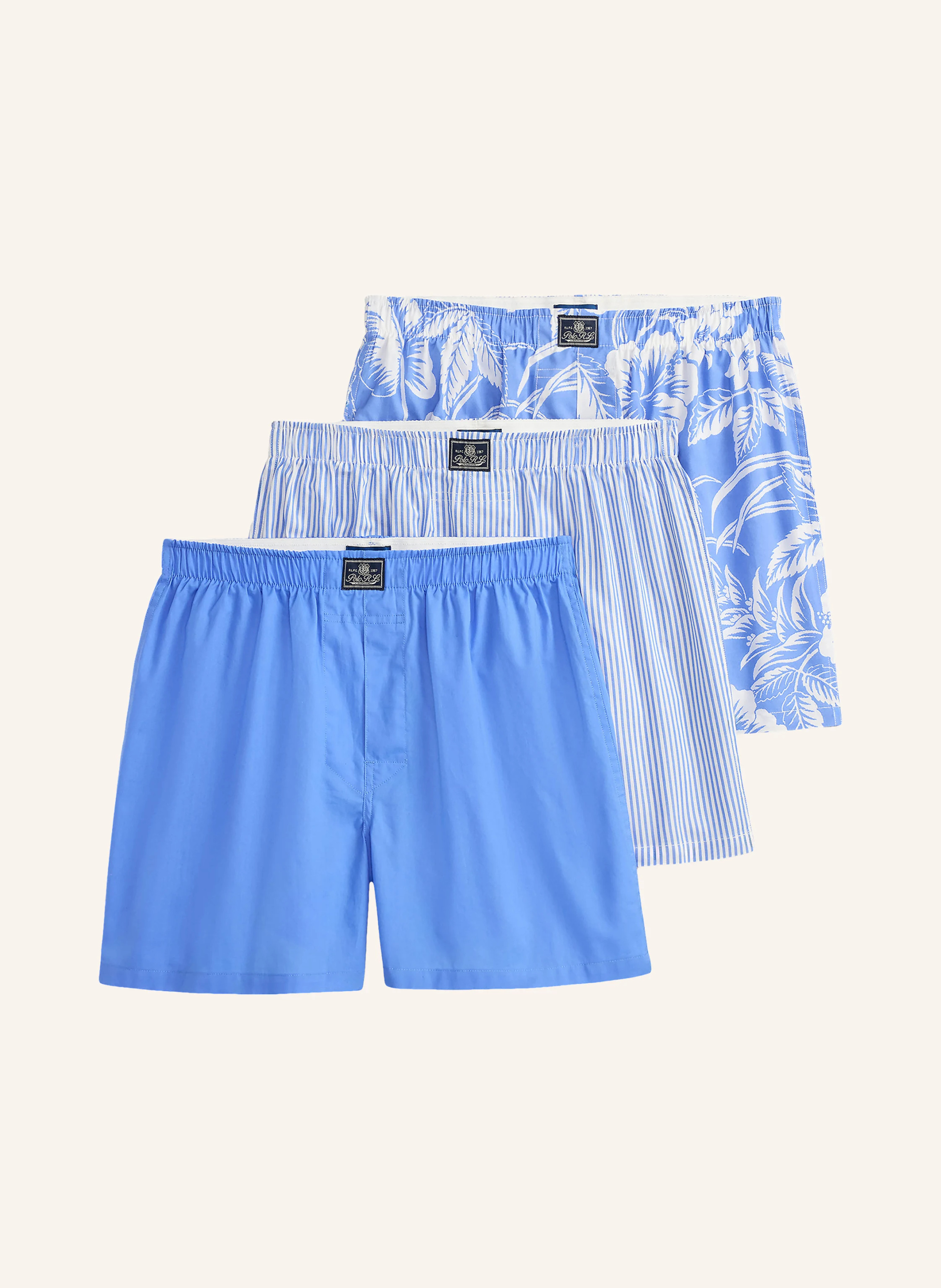 POLO RALPH LAUREN 3er-Pack Web-Boxershorts – BLAU / WEISS