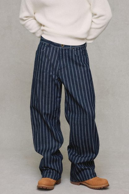 BDG Nitro Dual Pinstripe Baggy Fit Jeans - Vintage Denim Dark