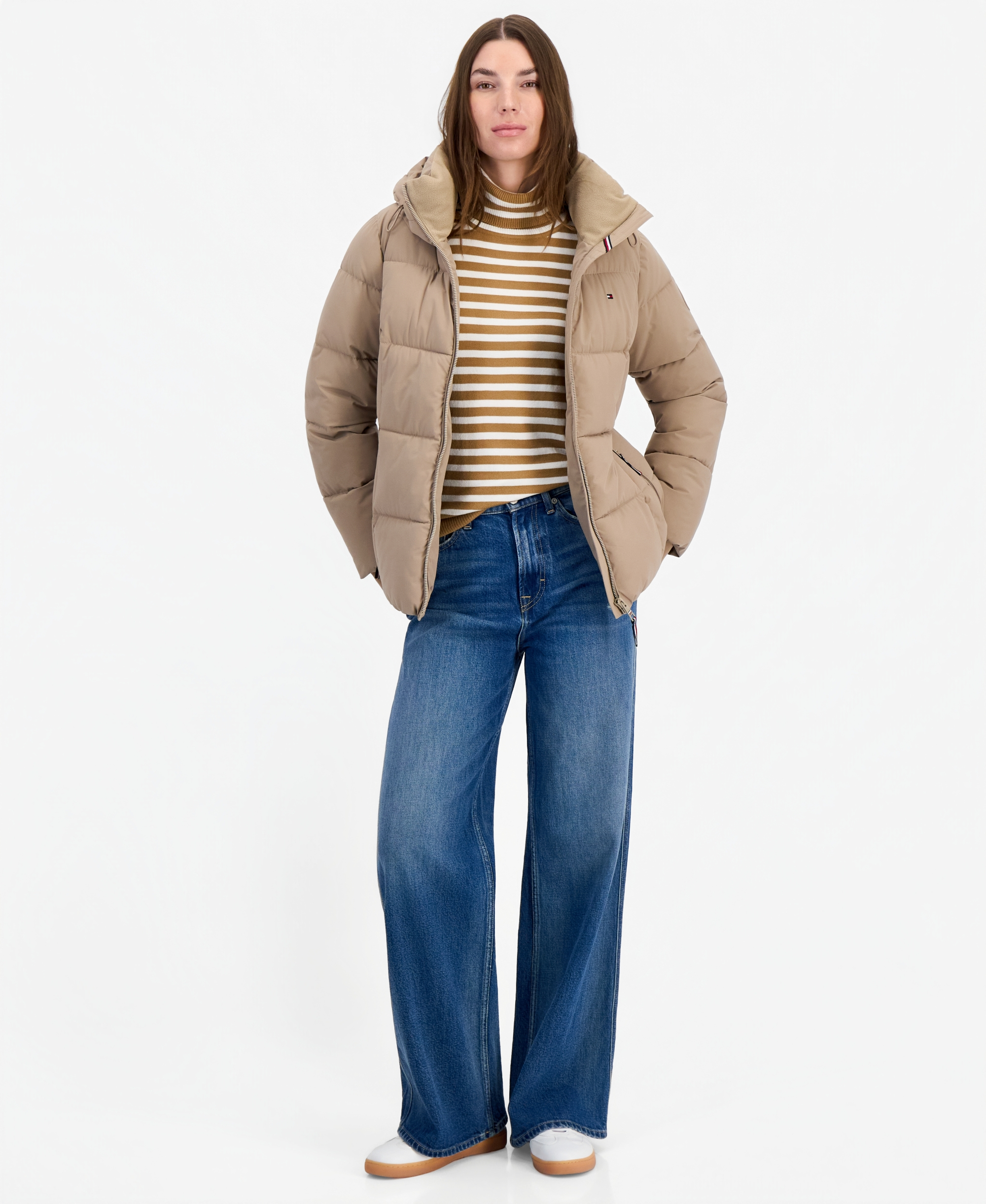 Tommy Hilfiger Women's Short Hooded Puffer Jacket, Created for Macy's - Latte