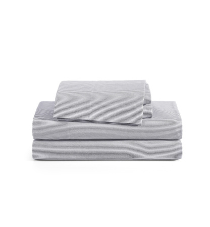 Tommy Hilfiger Printed 200-Thread Count Cotton Percale Sheet Set - Ithaca Stripe Navy