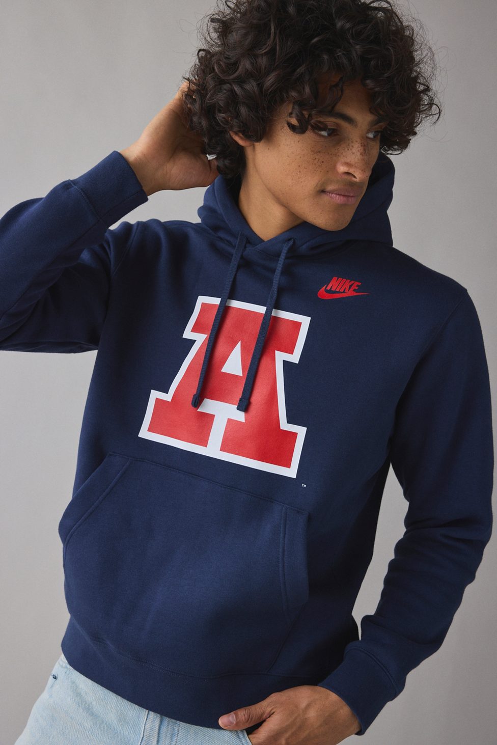 Fanatics Arizona Wildcats Team Logo Graphic Nike Legacy Club Fleece Hoodie Sweatshirt - Navy