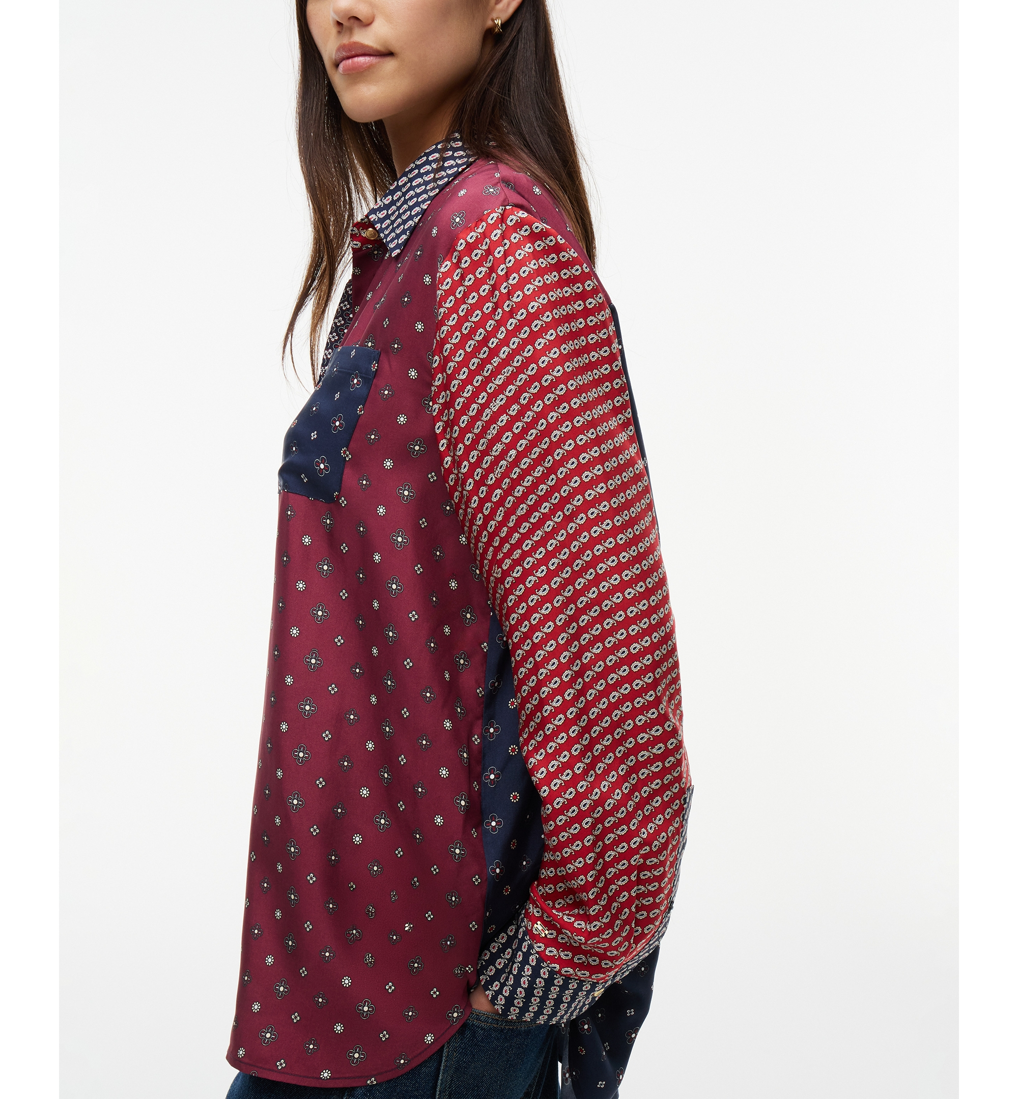 Tommy Hilfiger Women's American Icons Patchwork Long-Sleeve Shirt, Macy's Exclusive - Patchwork Print