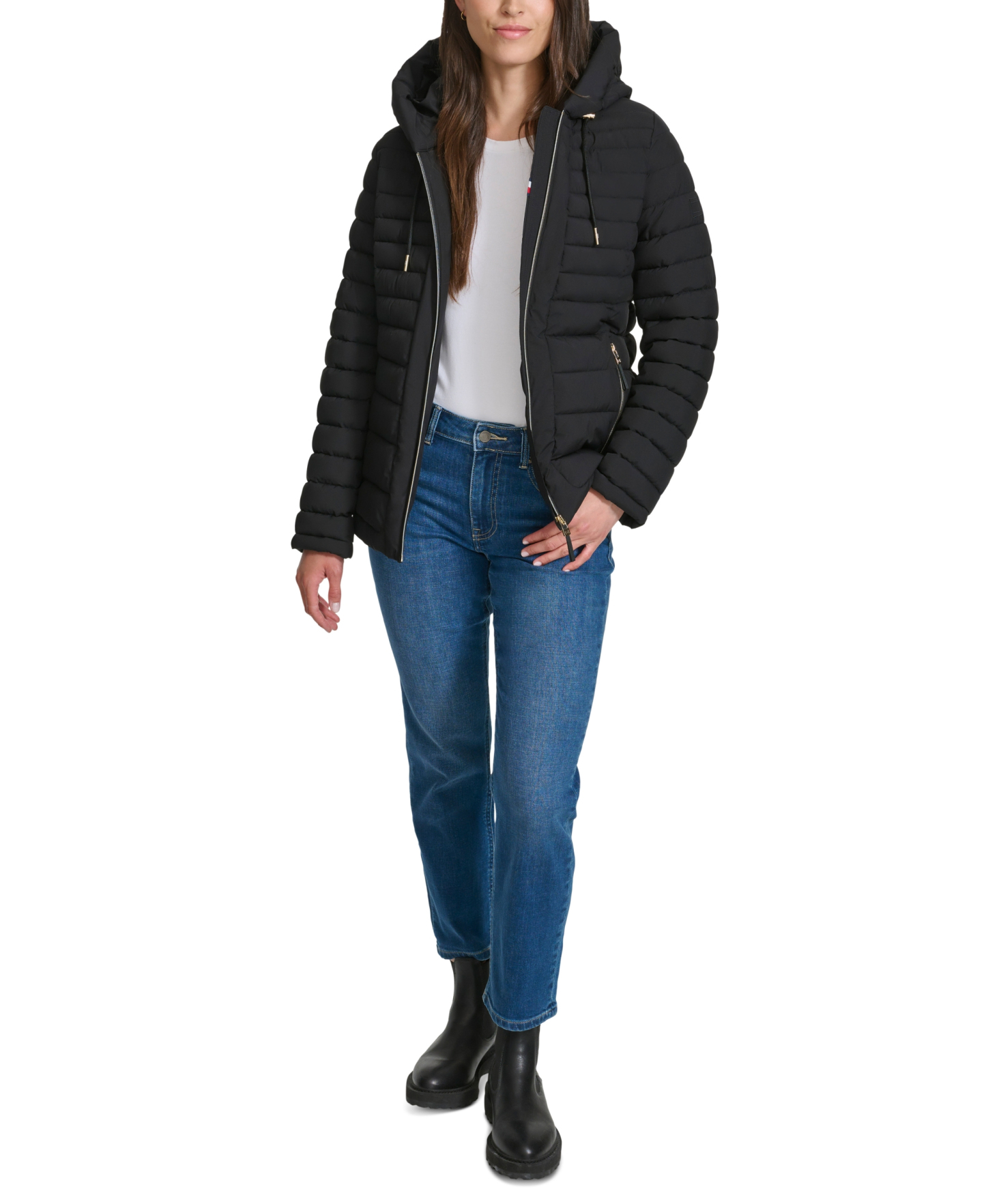 Tommy Hilfiger Women's Hooded Packable Puffer Coat - Black