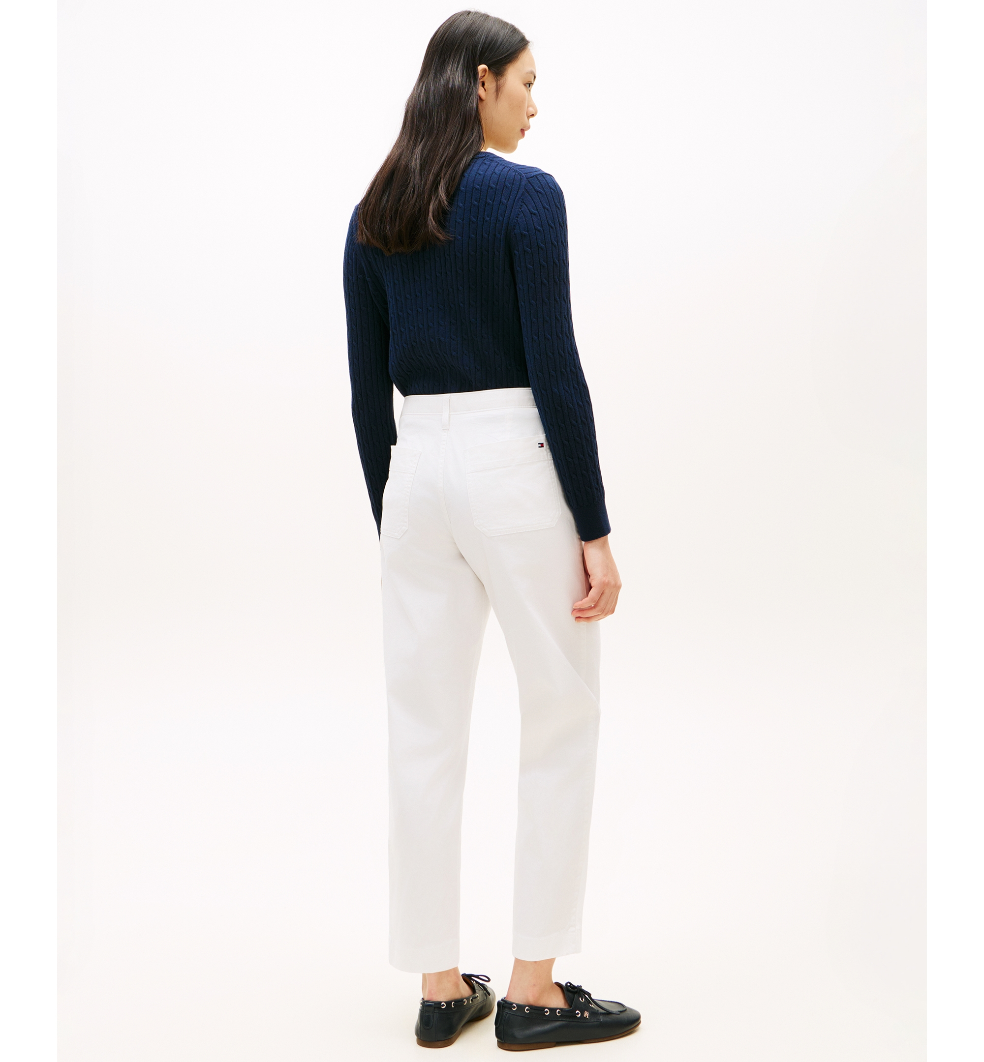 Tommy Hilfiger Damen-Twill-Chinohose mit aufgesetzten Taschen – Ecru