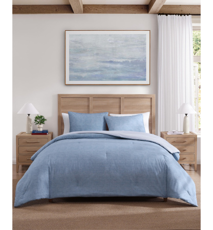 Tommy Hilfiger Classic Texture Cotton Duvet Cover Set - Stonewash Blue