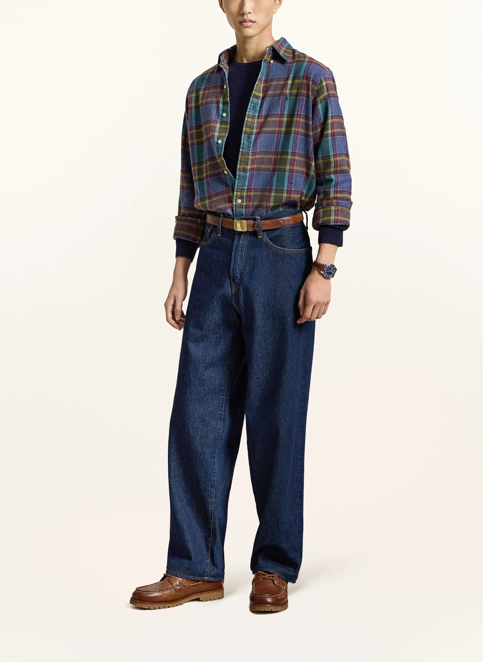 POLO RALPH LAUREN Flanellhemd Custom Fit – BLAU / LILA / GRÜN