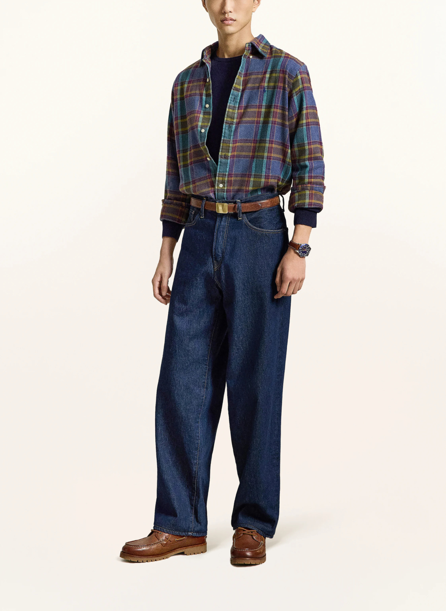 POLO RALPH LAUREN Flanellhemd Custom Fit – BLAU / LILA / GRÜN
