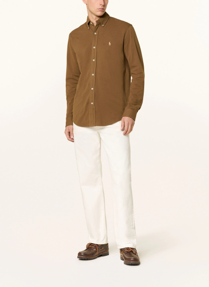 POLO RALPH LAUREN Piqué-Hemd Custom Fit – BRAUN