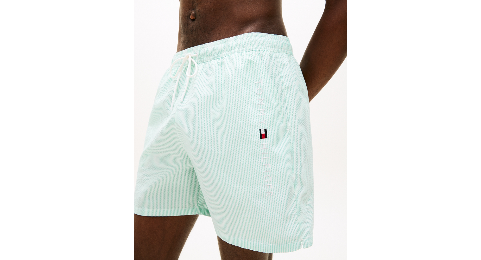 Tommy Hilfiger Men's Drawstring Zip Pocket Swim Trunks - Arctic Aqua