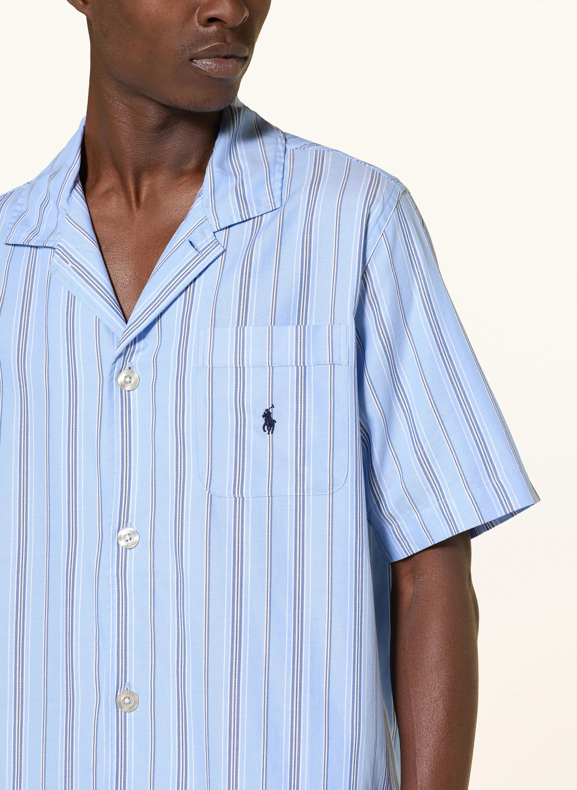 POLO RALPH LAUREN Schlafshirt – HELLBLAU / BLAU / WEISS