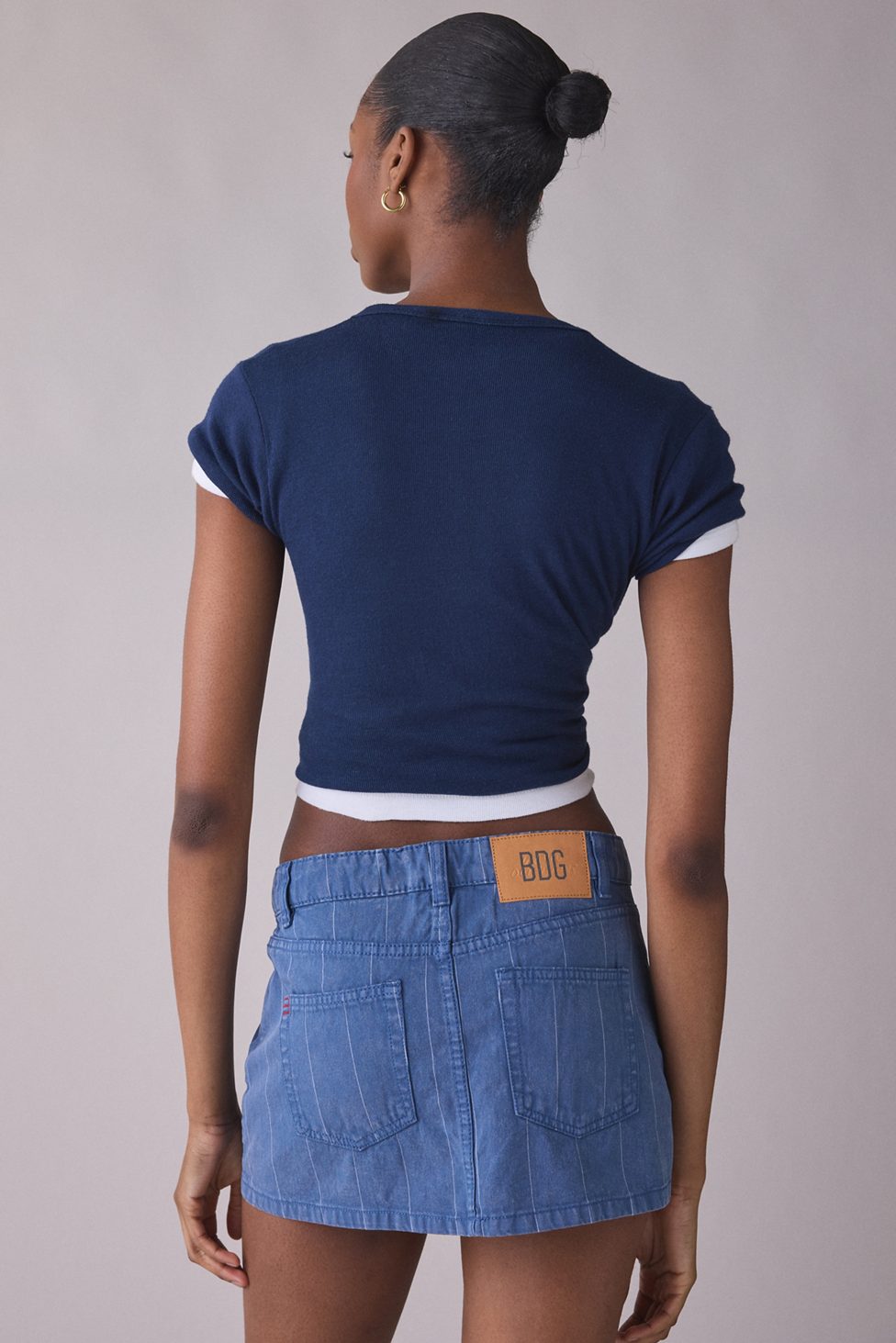 BDG Onna Denim Micro Mini Skirt - Railroad Stripe