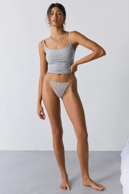 Out From Under Perfect Pointelle Thong - Grey