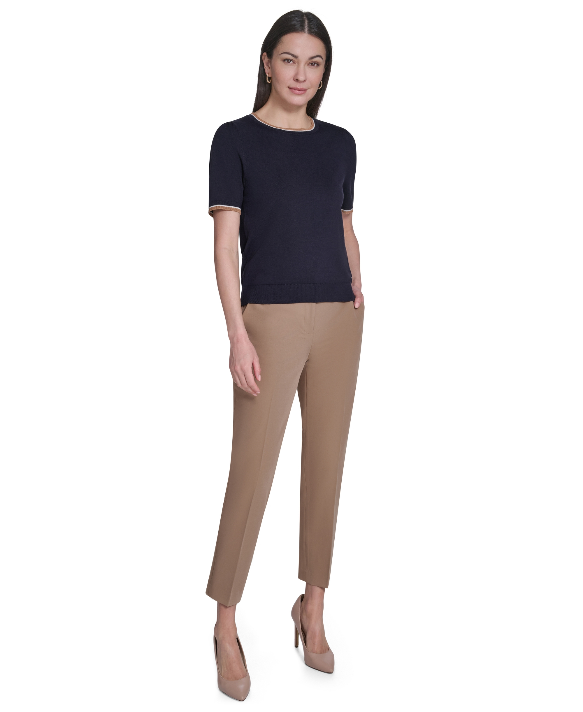 Tommy Hilfiger Women's Short-Sleeve Crewneck Sweater - Midnight Multi