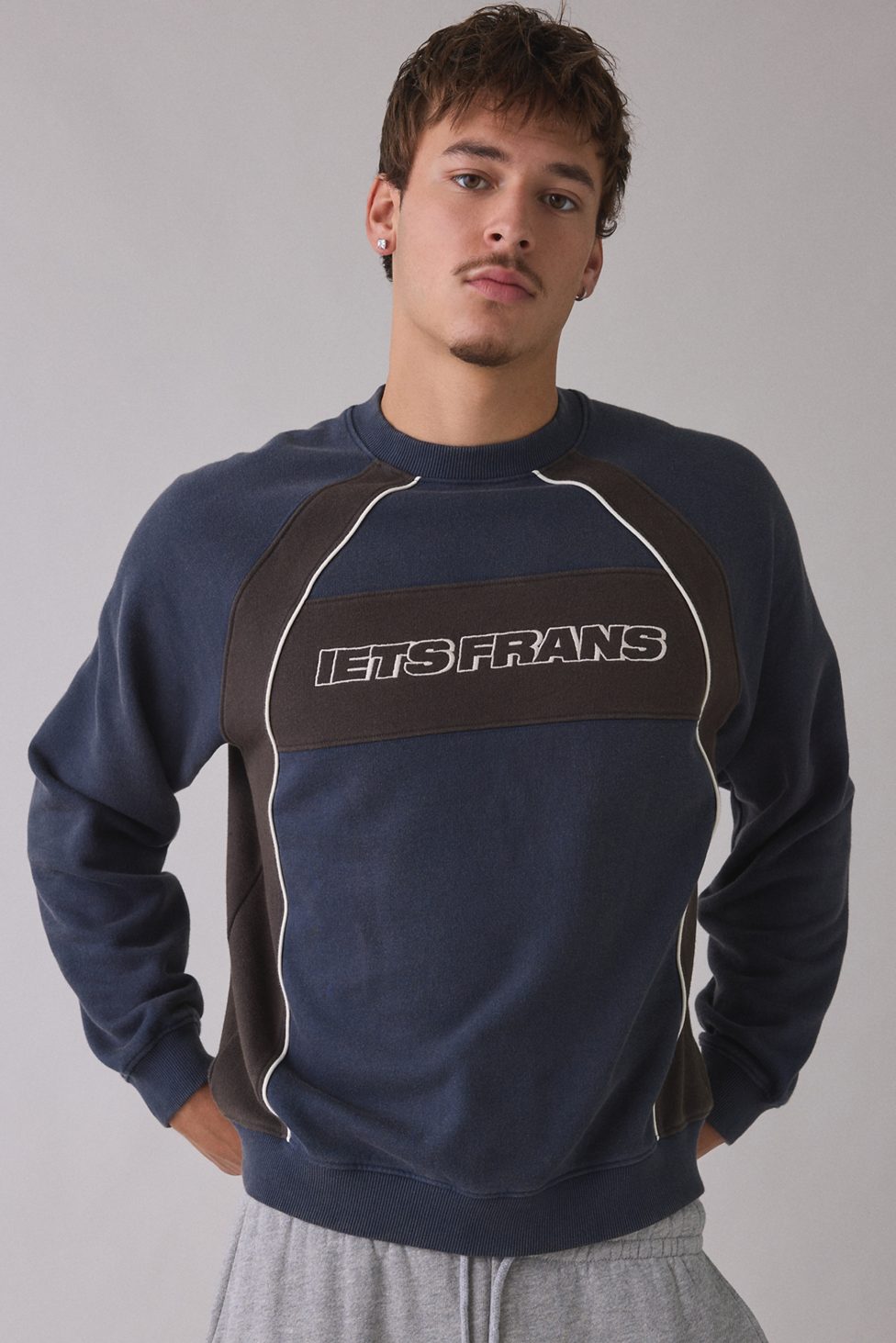 iets frans… Logo Paneled Crew Neck Sweatshirt - Navy