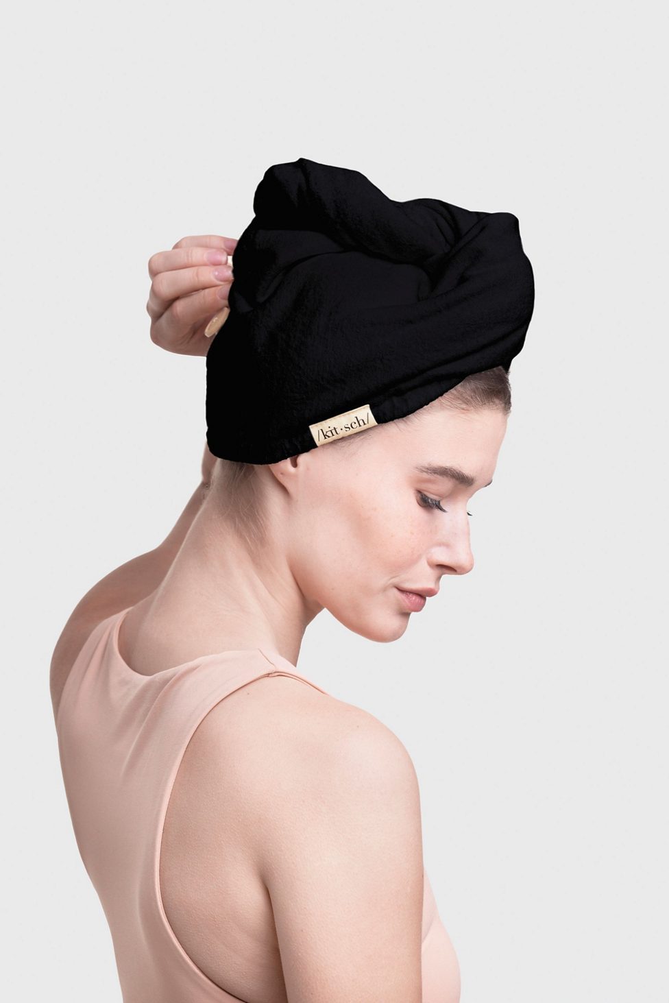 KITSCH Quick-Drying Microfiber Hair Towel - Black