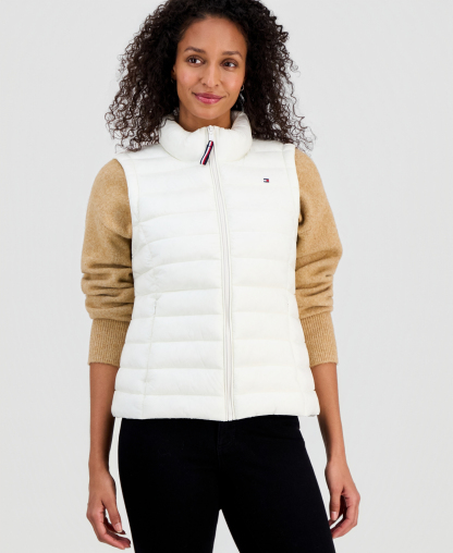 Tommy Hilfiger Women's Zip-Front Puffer Vest - Ecru