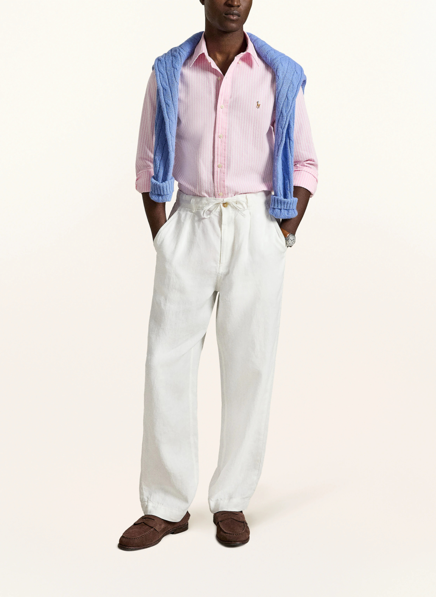 POLO RALPH LAUREN Hemd OXFORD Slim Fit – ROSA / WEISS
