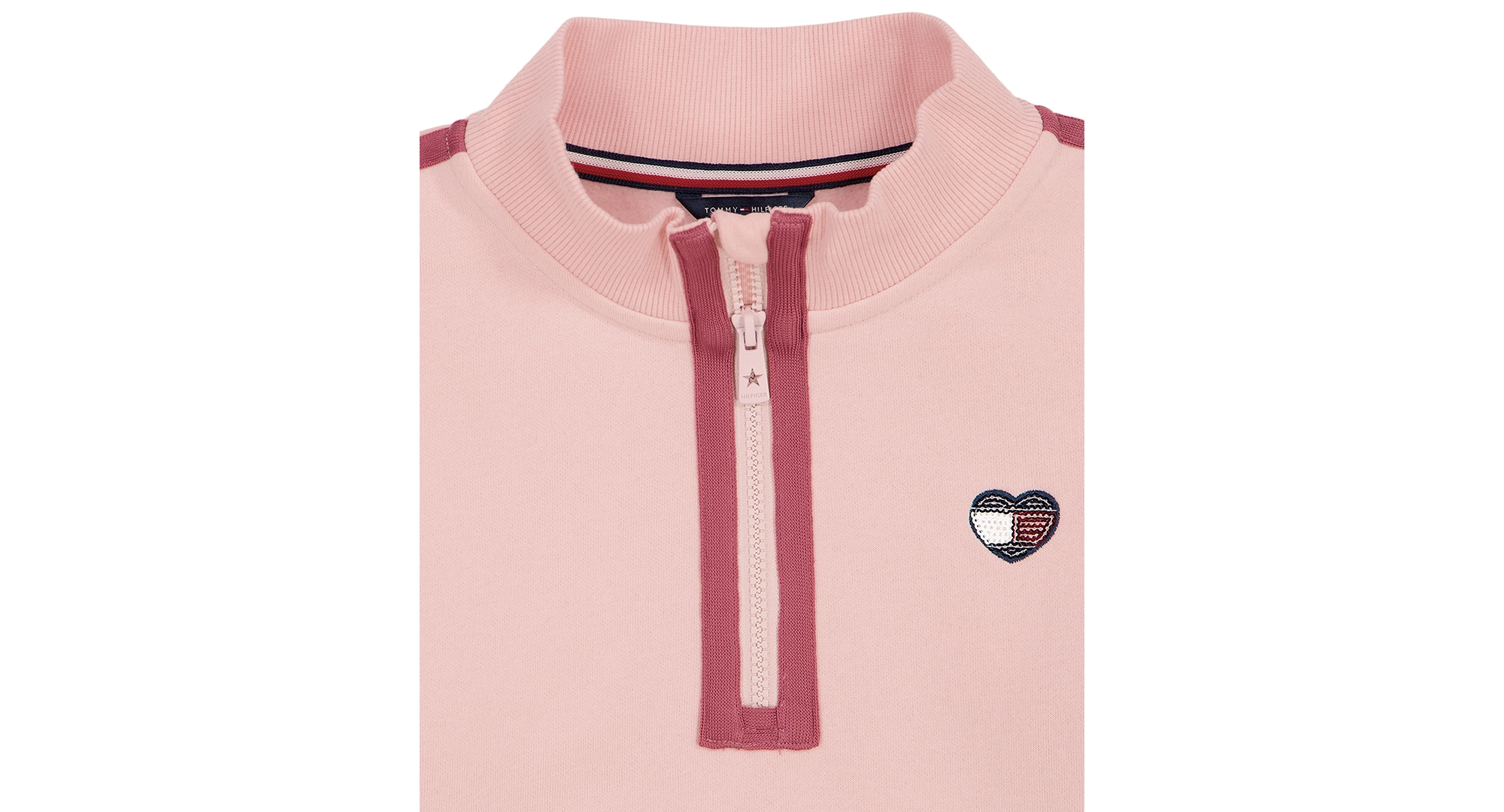 Tommy Hilfiger Girls' 7-16 Fleece Quarter-Zip Sweatshirt - Lotus