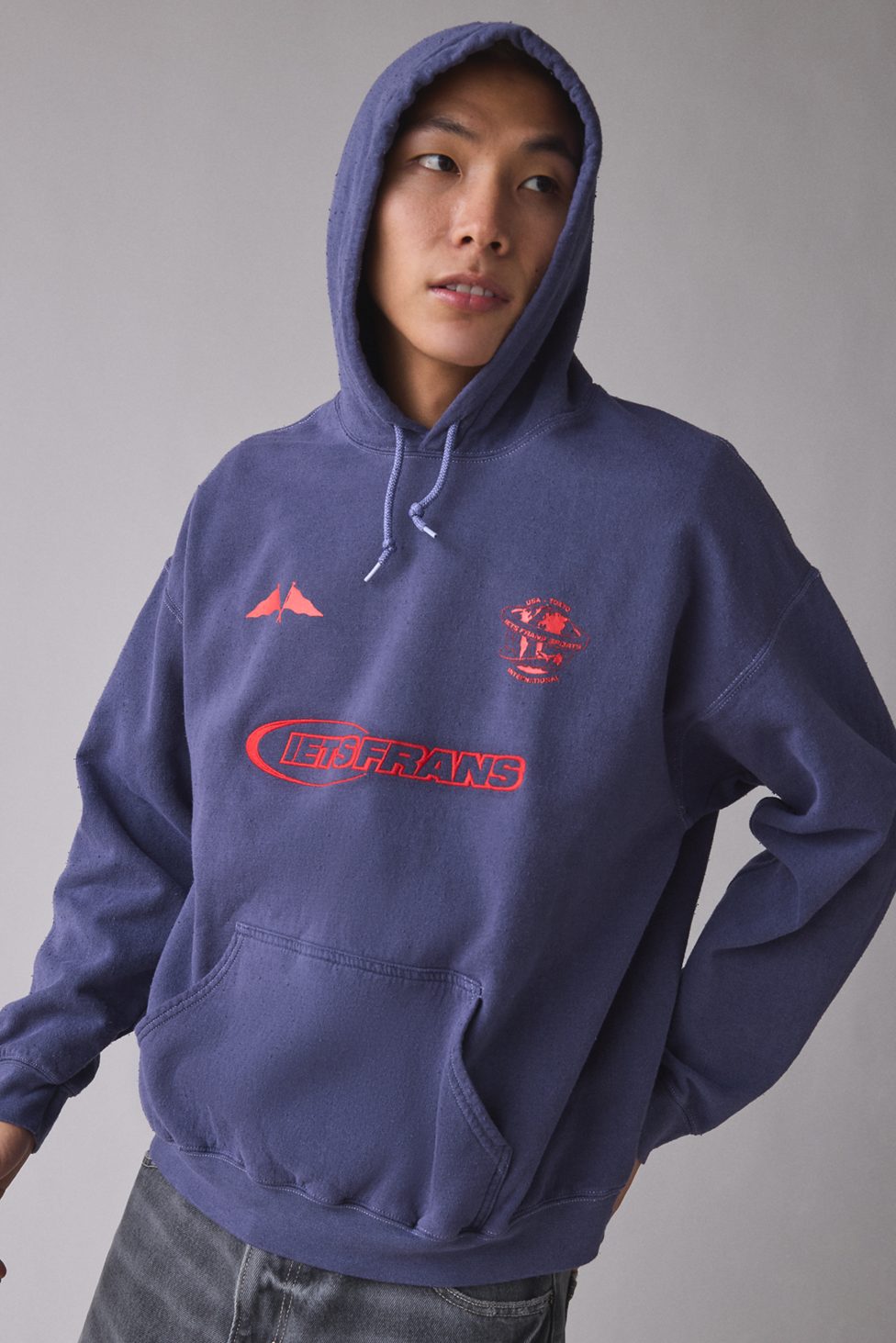iets frans… Embroidered Sports Logo Hoodie Sweatshirt - Navy