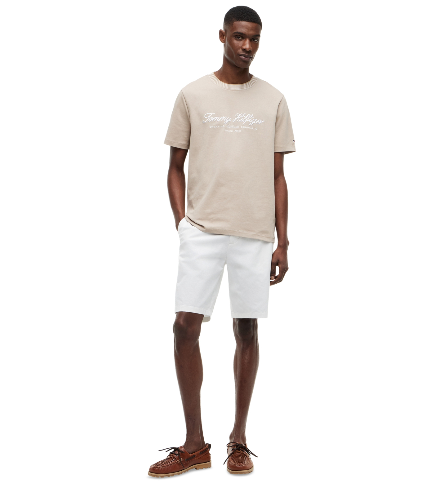 Tommy Hilfiger Men's Embroidery Script Logo T-Shirt - Batique Khaki
