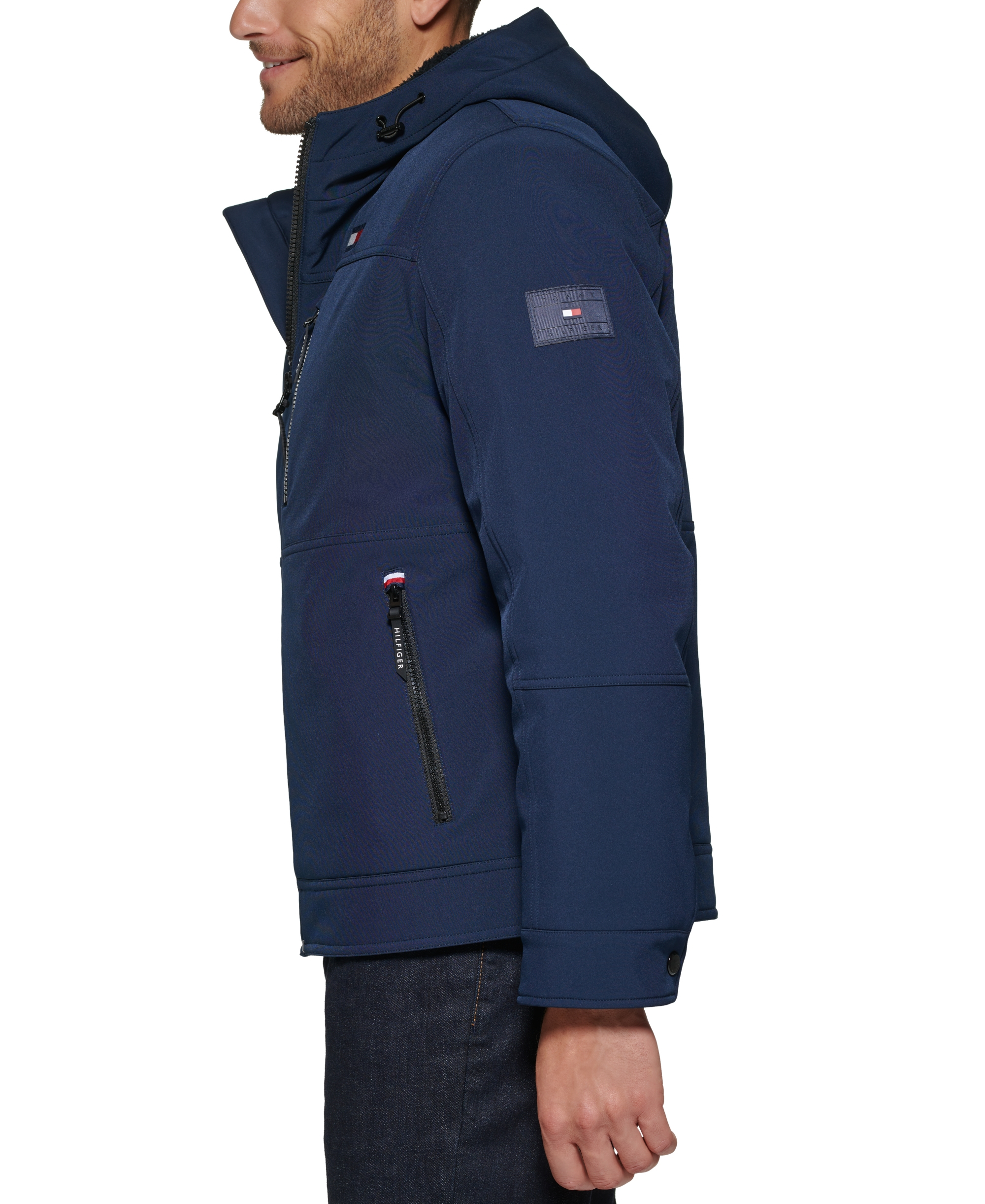 Tommy Hilfiger Men's Sherpa-Lined Softshell Hooded Jacket - Midnight