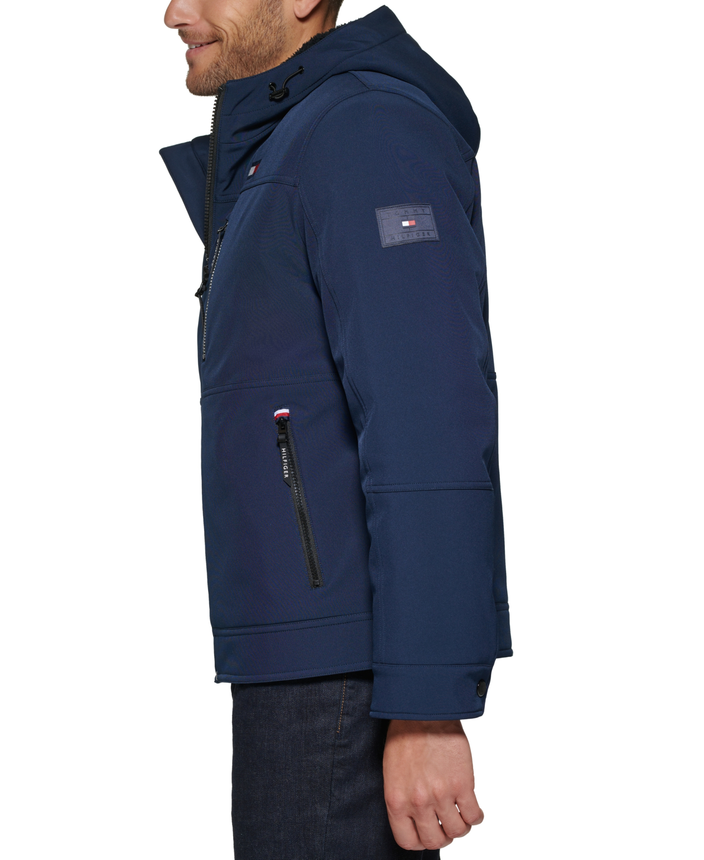 Tommy Hilfiger Men's Sherpa-Lined Softshell Hooded Jacket - Midnight