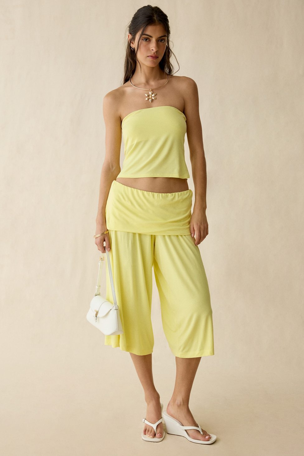 Out From Under Poolside Cool Jersey Knit Capri 2-Piece Set - Yellow