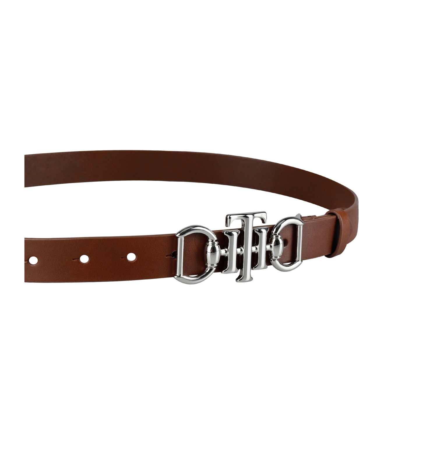 Tommy Hilfiger Women's Skinny Double Ended Horsebit Buckle Dress Casual Belt - Cognac