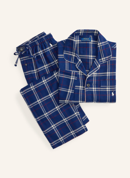 POLO RALPH LAUREN Flanell-Schlafanzug – DUNKELBLAU / DUNKELROT / WEISS