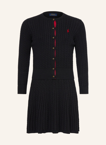 POLO RALPH LAUREN Set: Strickjacke und Strickrock – SCHWARZ