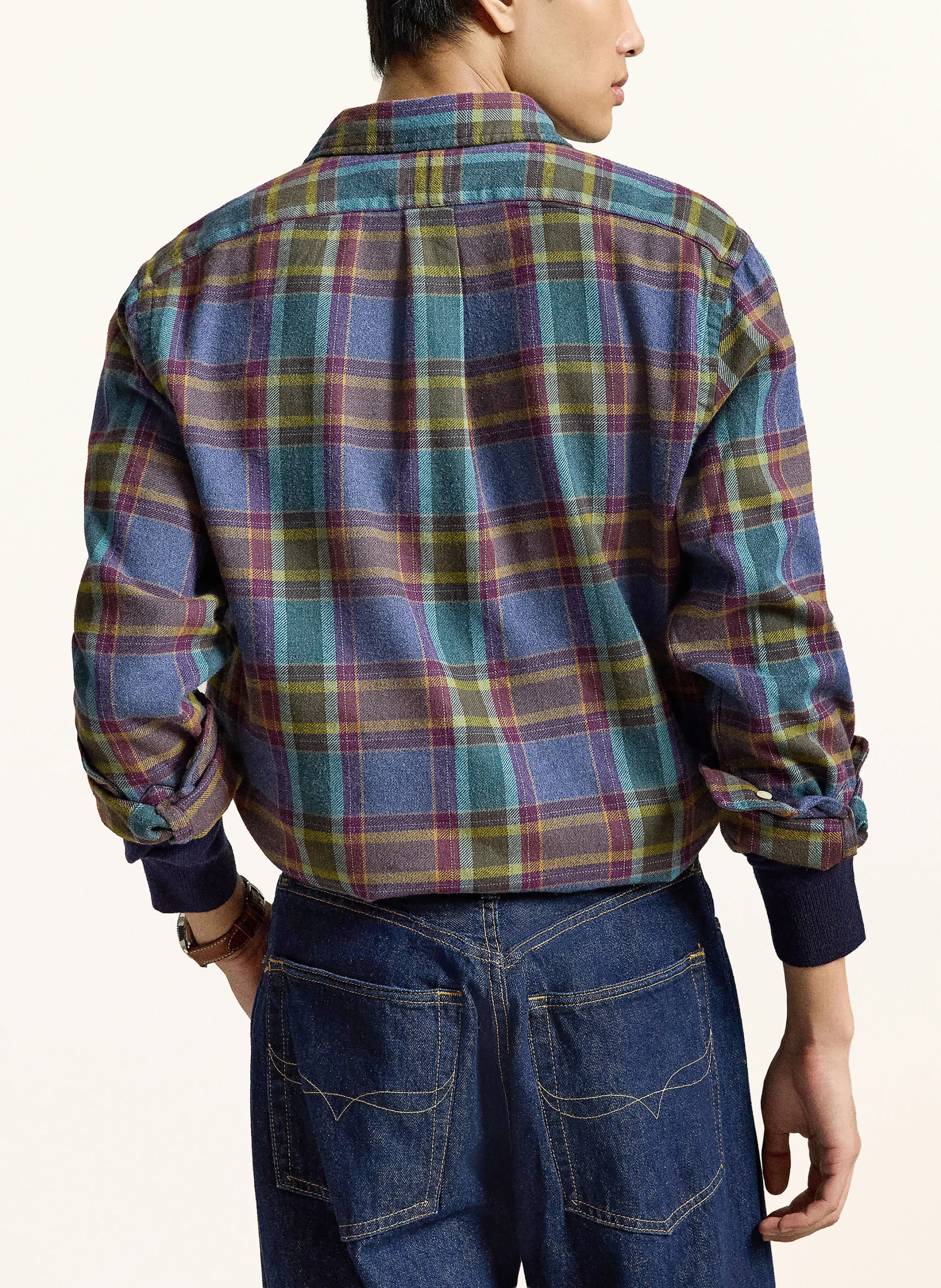 POLO RALPH LAUREN Flanellhemd Custom Fit – BLAU / LILA / GRÜN