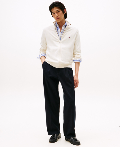 Tommy Hilfiger Men's Essential Zip-Thru Sweater - Ivory Petal