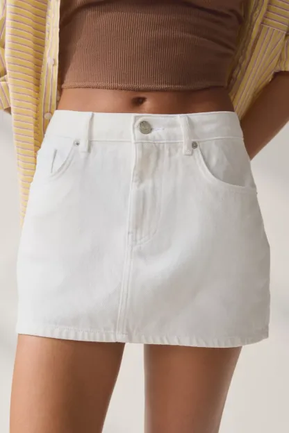 BDG Onna Denim Micro Mini Skirt - White