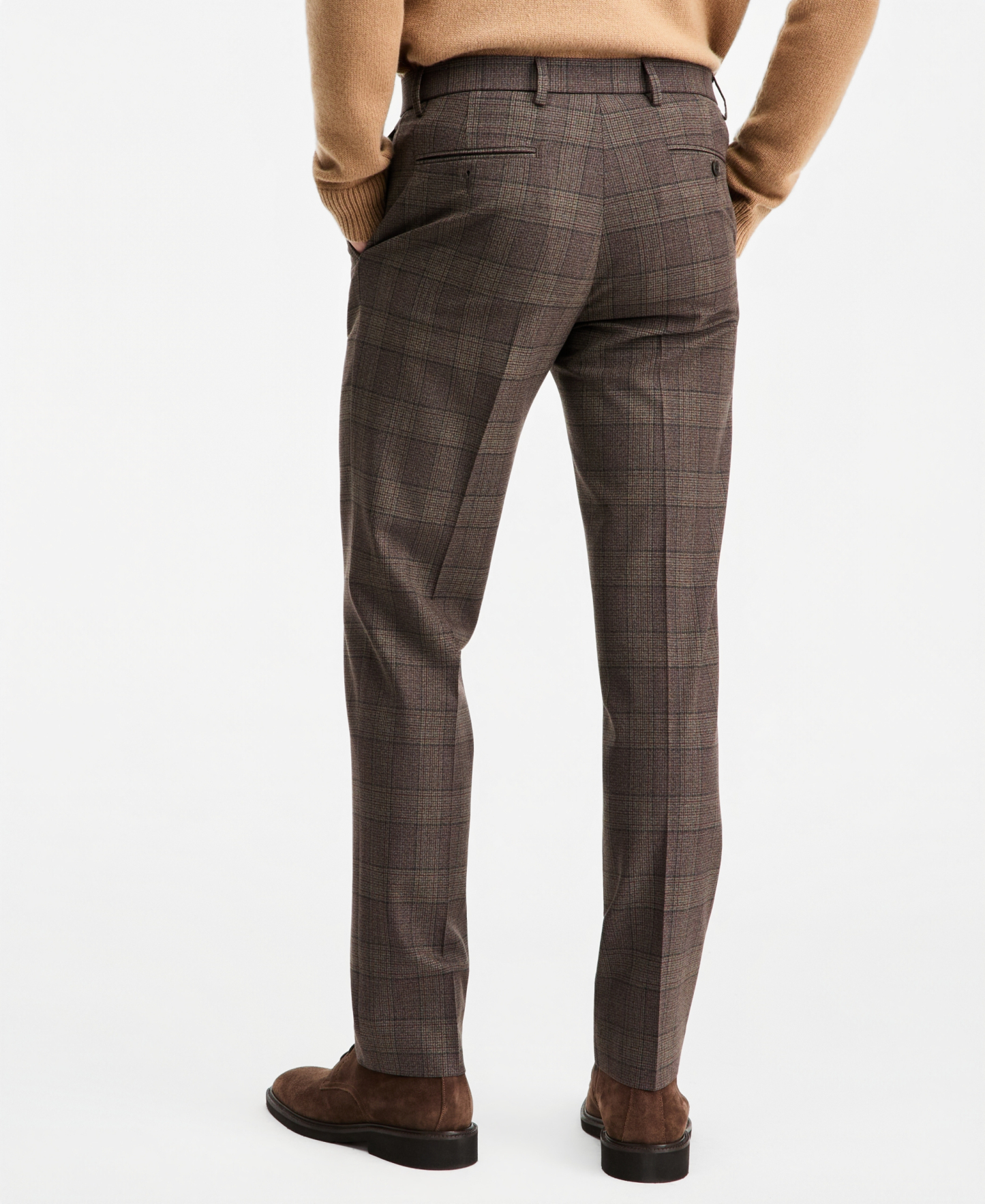 Tommy Hilfiger Men's Modern-Fit Stretch Dress Fall Pants - Brown Plaid