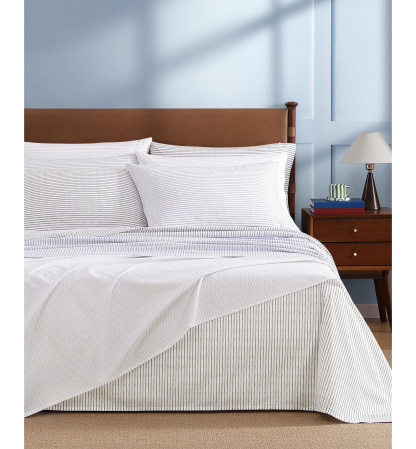 Tommy Hilfiger Printed 200-Thread Count Cotton Percale Sheet Set - Monogram Stripe Gray