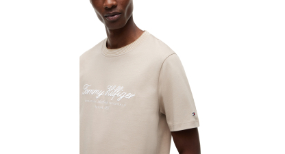 Tommy Hilfiger Men's Embroidery Script Logo T-Shirt - Batique Khaki