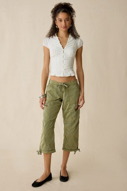 BDG Sidekick Crop Cotton Utility Pants - Olive